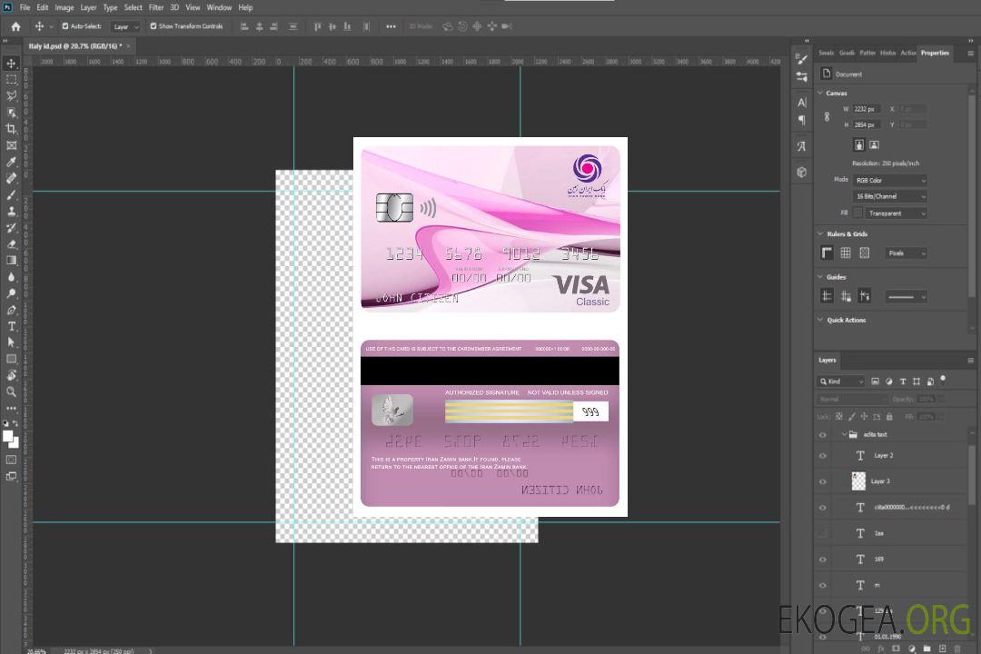 Carte visa classique Iran Zamin Bank template Carte visa classique Iran Zamin Bank template